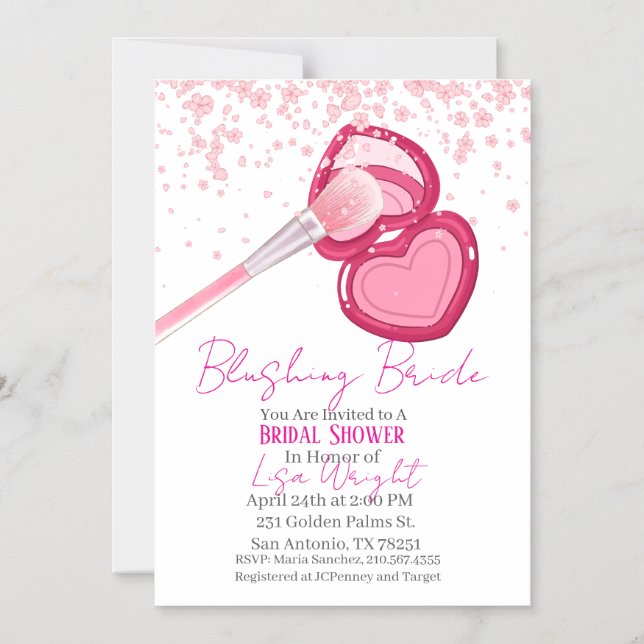 Convite Blushing Bride Bridal Shower Invitation  (Frente)