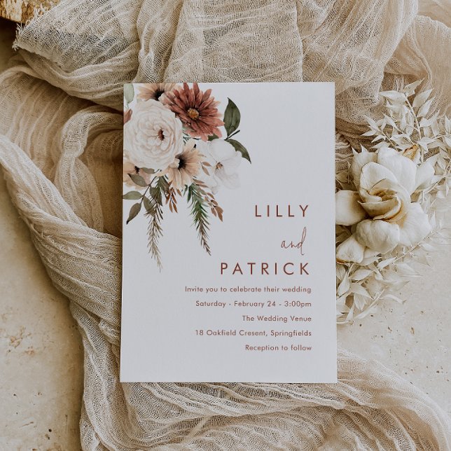 Convite Bohemian Floral Terracotta Wedding (Criador carregado)