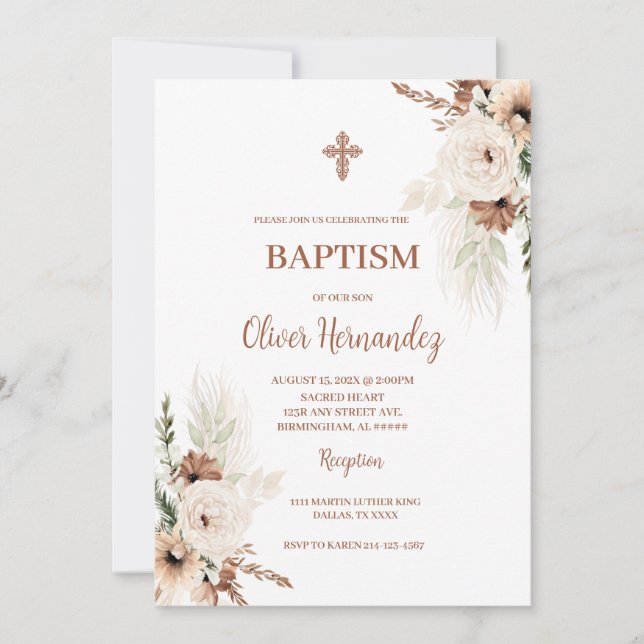 Convite Boho Baptism (Frente)