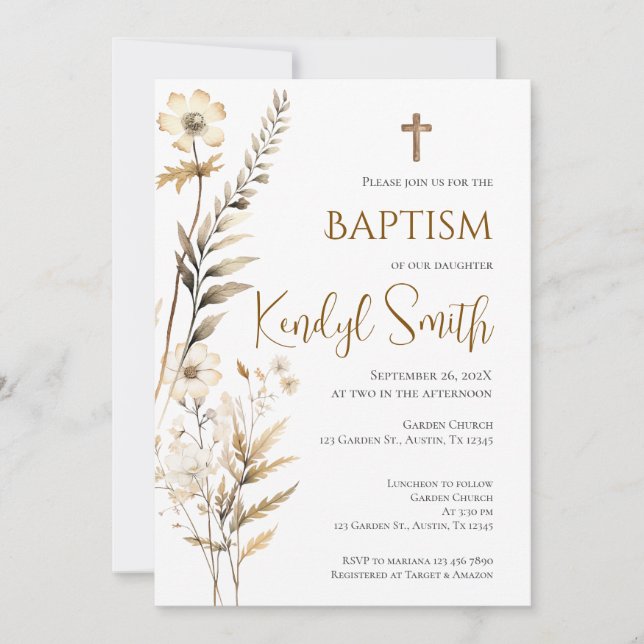 Convite Boho Baptism (Frente)