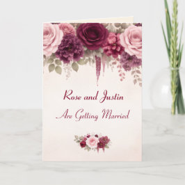 Convite Boho Burgundy Vinho Floral Elegante Casamento Pers