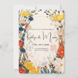 Convite Boho Cream & Color Wildflower