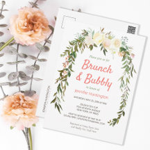 Convite Boho de Chá de Noiva com Brunch e Espumant