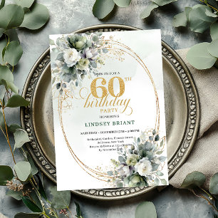 Convite Boho Dourado Aniversário de 60 anos em Ver