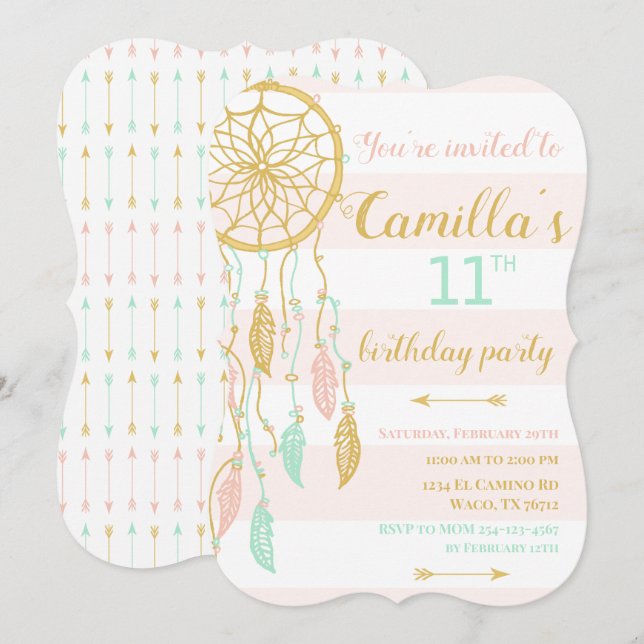 Convite Boho Dream Catcher (Frente/Verso)