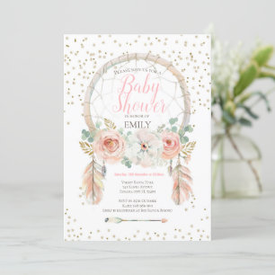 Convite Boho Dream-Catcher em Rose Gold