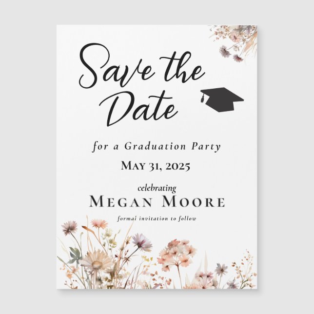 Convite Boho Floral Imã salve a data (Frente)