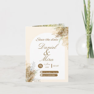Convite Boho Gold Pampas Arco Casamento Totalmente Editáve