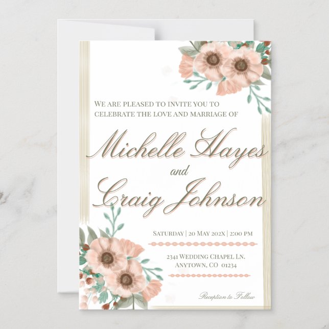 Convite BOHO Peach Wedding (Frente)