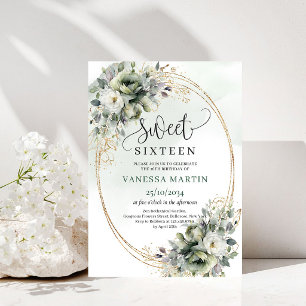 Convite Boho Sage Verde Eucalipto para Sweet Sixte