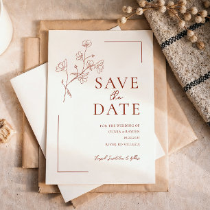 Convite Boho Terracotta Floral Weding Date