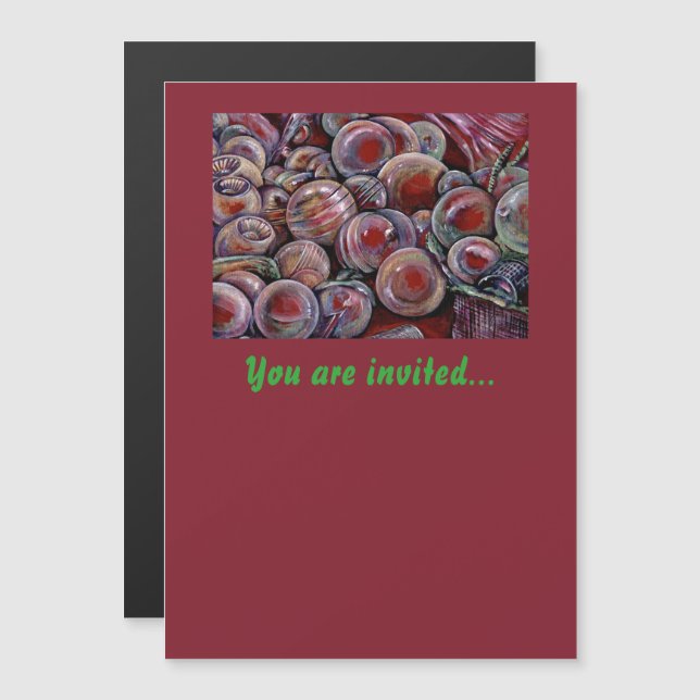 Convite Bolas de Natal Vermelhas (Frente/Verso)