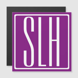 Convite Bold Modern 3 Iniciais Monograma   Branco e Roxo