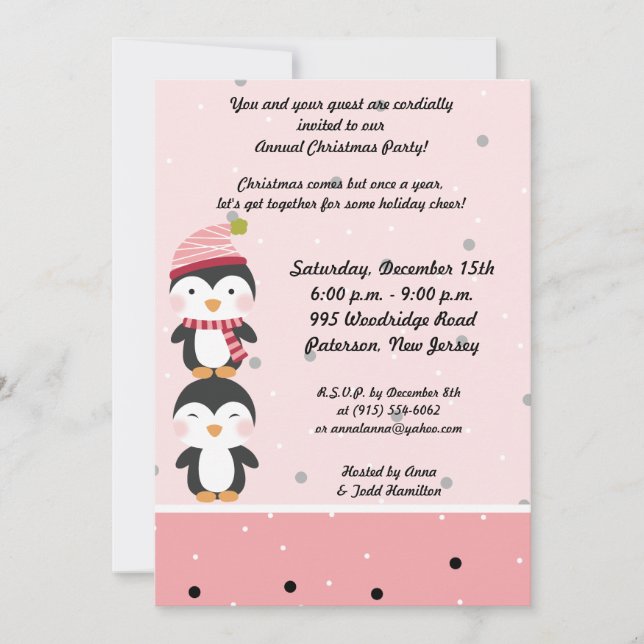 Convite Bolinhas para Cuecas de Pinguim 5x7 (Frente)