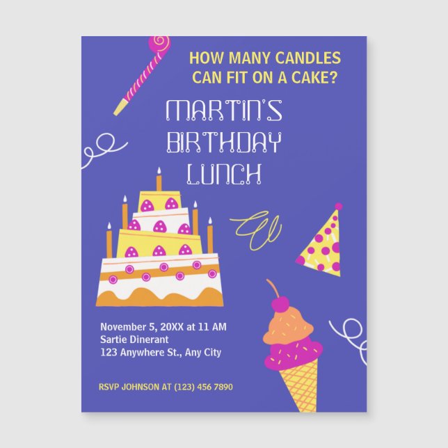 Convite Bolo de aniversário moderno (Frente)