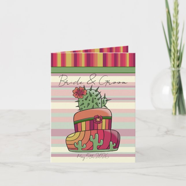 Convite Bolo de Casamento de Cacto (Frente)