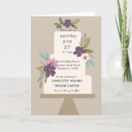 Convite Bolo de Casamento Floral Moderno