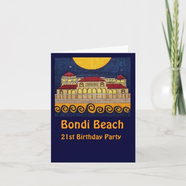 Convite Bondi Beach, aniversário de 21 anos (Frente)