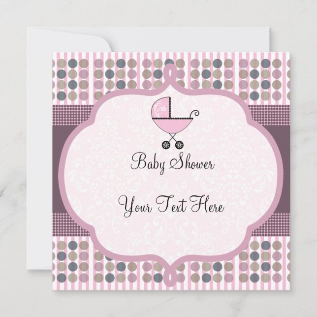 Convite bonito da carruagem de bebê (Frente)