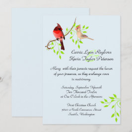 Convite bonito de casamento de Cardinais Vermelhos