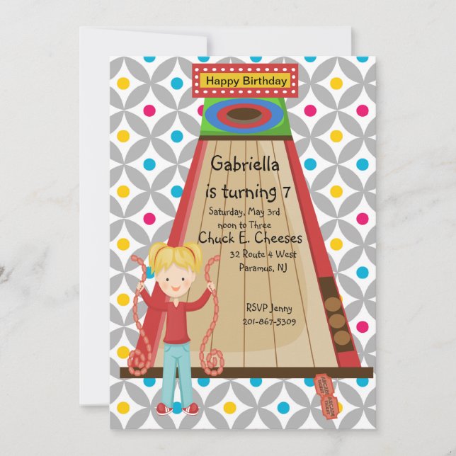 Convite bonito do aniversário das meninas da bola (Frente)