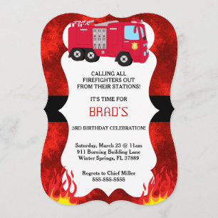Convite bonito do aniversário do sapador-bombeiro
