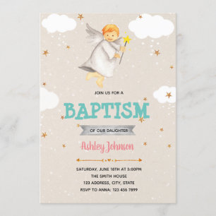 Convite bonito do baptismo do anjo do menino