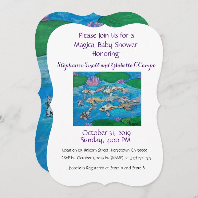 Convite bonito do chá de fraldas do animal (Frente/Verso)