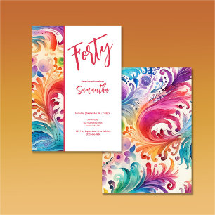 Convite bonito para aniversário de 40 anos Floral