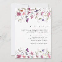 Convite bonito para Casamento de Ervilha Doce Púrp