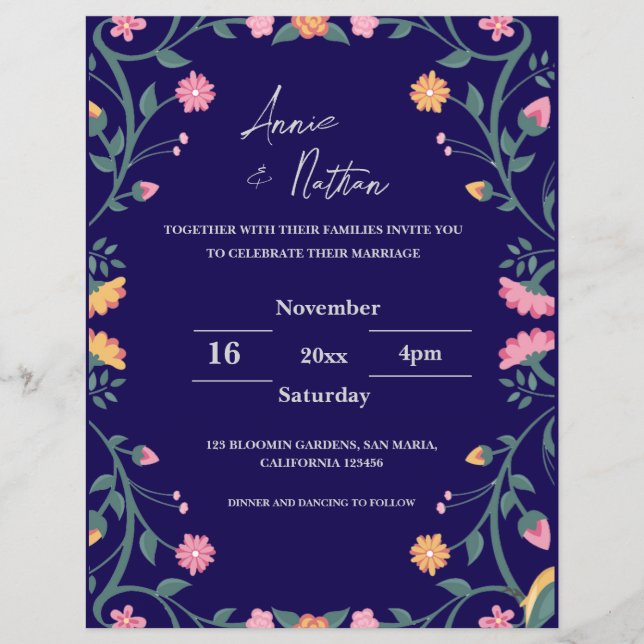 Convite bonito para Casamento de Frame Floral de I (Frente)