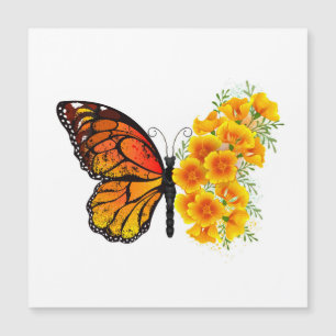 Convite Borboleta Flor com Amapola da Califórnia Amarela