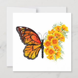Convite Borboleta Flor com Papagaio Amarelo da Califórnia