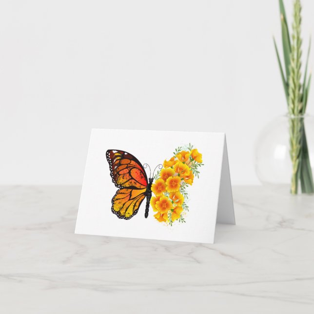 Convite Borboleta Flor com Papagaio Amarelo da Califórnia (Frente)