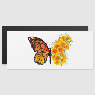 Convite Borboleta Flor com Papoula Amarela da Califórnia