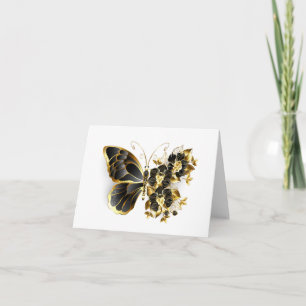 Convite Borboleta Flor Dourada com Orquídea Preta