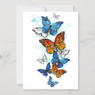 Convite Borboletas voadoras Morpho e Monarca
