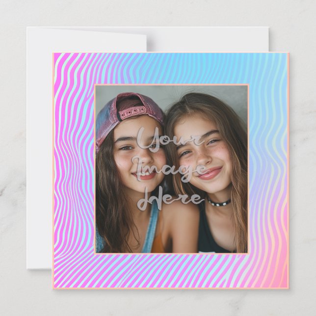 Convite Borda de Foto de Strike de Vaporwave em Pastel em  (Frente)