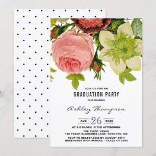 Convite botânico da graduação do vintage das