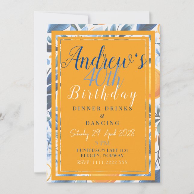 Convite Botânico de Summer Orange (Frente)