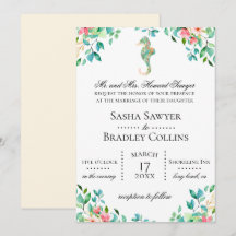 Convite botânico do casamento do cavalo marinho