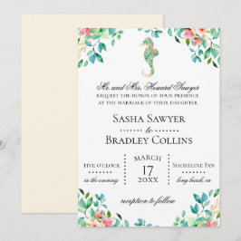 Convite botânico do casamento do cavalo marinho