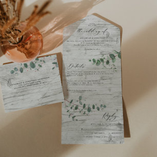 Convite botânico Eucalyptus de casamento + rsvp