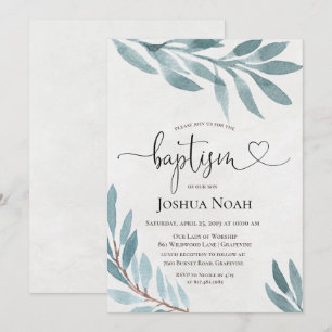 Convite Botânico para Batismo Aquático