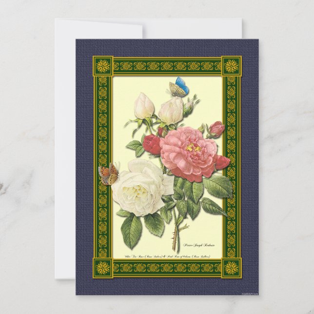 Convite Botânico para Rosas vermelhos e brancos (Frente)