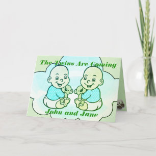Convite Boy & Girl Twins Are Coming Baby Shower Card