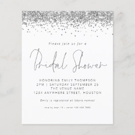 Convite Branco do Chá de panela Glitter do Prata d