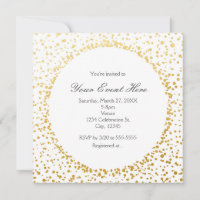 Convite Branco Elegante Glamour Confete Dourado