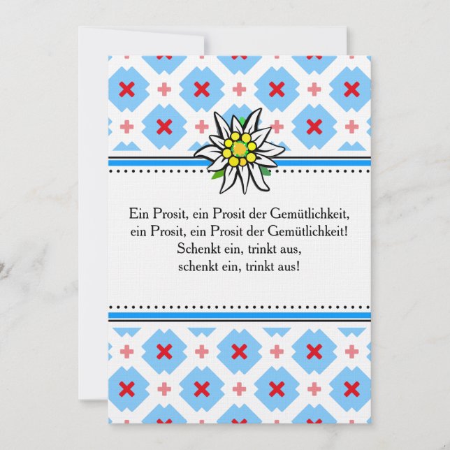Convite Brettchen Oktoberfest azul vermelho (Frente)