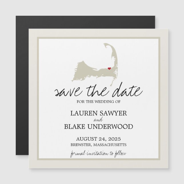Convite Brewster Cape Cod Wedding Salvar Data (Frente/Verso)
